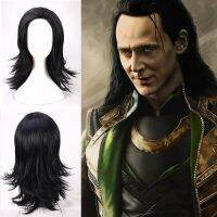 วิกผมคอสเพลย์หนัง Loki ผมสังเคราะห์ทนความร้อนได้สีดำผู้ชายวิกผมอนิเมะปาร์ตี้ฮาโลวีน