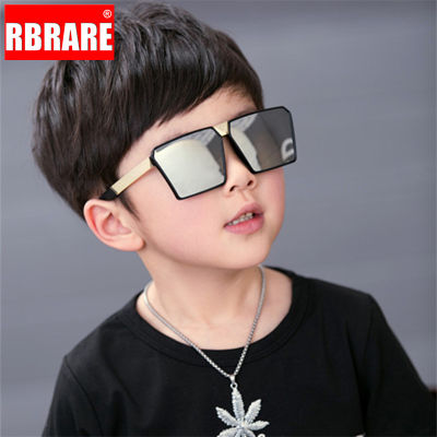 RBRARE Classic Square Sunglasses Girls Boys Colorful Mirror Children Glasses Concave Shape Personality Anti-UV Street Beat Kid Cycling Sunglasses