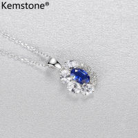 Kemstone 925เงินสเตอร์ลิงเต็มคริสตัลเขียวแดงน้ำเงินดอกไม้หญิงจี้สร้อยคอสำหรับผู้หญิงเครื่องประดับของขวัญ