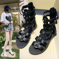 Roman Gladiator Bandage Cool Boots Women Mid-Calf High Flats Sandalias