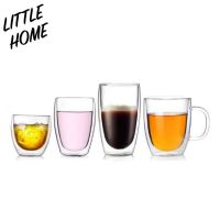 LITTLEHOME แก้วสองชั้น แก้วกาแฟ แก้วใสสองชั้น แบบมีหูจับ และ ไม่มีหูจับ แก้ว แก้วใส แก้วน้ำ ใส่ได้ทั้งร้อนเย็น