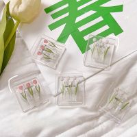 Flower Acrylic Staples Paperclip Mini Paper Clip Transparent Documents Bookmarks File Page Holder Clamp Office School Supplies