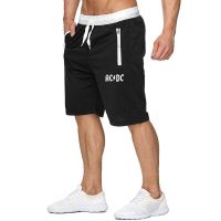 HOT★ฤดูร้อน Casual AC DC Men กางเกงขาสั้น Gym Joggers สั้นกางเกงกีฬาฟิตเนสเพาะกายกางเกงขาสั้นกีฬาบุรุษการฝึกอบรม Sweatpants