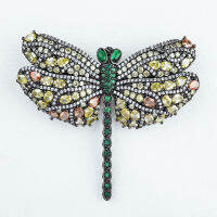 52*62mm Green Cz Pave Big dragonfly brooch