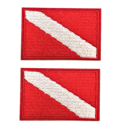 2PC Scuba Diving Flag Patch Dive Diver Patches Iron Sew on Embroidered Embroidery Biker Backpack Badge Diving Snorkeling Gift