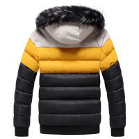 New Parka Jackets Fur Collar Men Autumn Winter Mens Warm Thick Outwear Coats Solid Splice Casual Hooded Windbreak Jacket Fitness