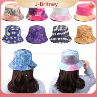 หมวกชาวประมงผ้าฝ้ายลายท้องฟ้าดาวสีรุ้งแบบลำลองแฟชั่น J-BRITNEY Topi Bucket สองด้านฮิปฮอปหมวกบังแดด