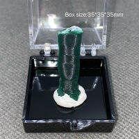 100 ธรรมชาติคอลัมน์สีเขียว Malachite (รูรับแสง) หยาบแร่ตัวอย่างรักษาคริสตัล + กล่องขนาด: 35*35*35Mm