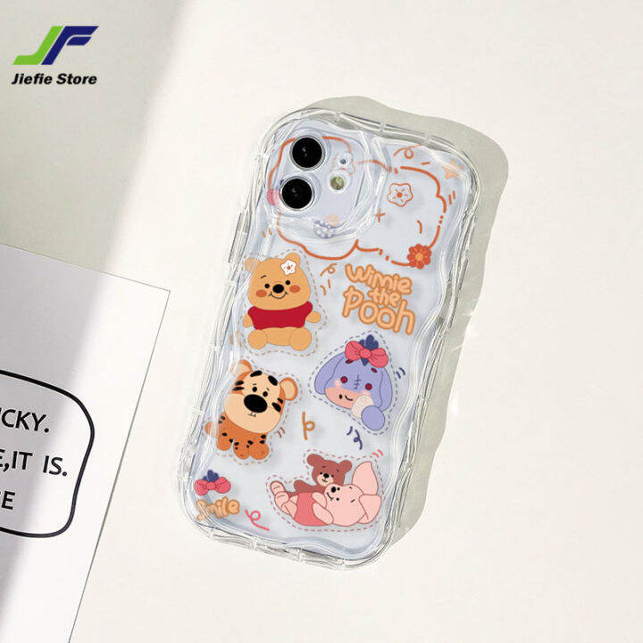 เคสโทรศัพท์มือถือชุดหมีและหมูน่ารักของ-jiefie-สำหรับ-vivo-y20-y20i-y20a-y20a-y12s-y12a-y02-y02s-y15s-y15a-y17-y15-y12-y19ออกแบบเป็นคลื่นเคสป้องกันการกระแทกพิเศษ