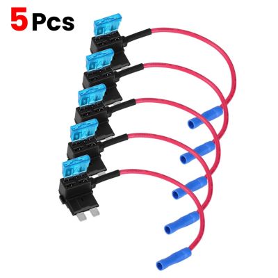 5Pcs Car Auto Circuit Fuse Tap Adapter Standard ATO ATC Blade Fuses Holder With 15A Blade Car Fuse Fuses Accessories