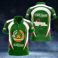 Tajikistan Flag &amp; Coat of Arms Customized Polo Shirt Summer Casual Streetwear Mens Fashion Loose Jersey Plus Size Sportswear