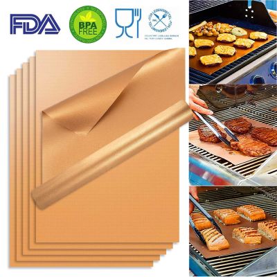 1/5Pcs BBQ Grill Mat Baking Mat Cooking Grilling Sheet Heat Resistance PTFE Baking Mats Liners Pad Easily Cleaned Kitchen Tools