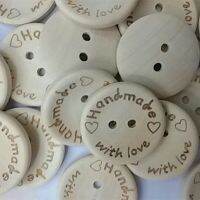 50pcs Butterfly Heart Wooden Button Haberdashery