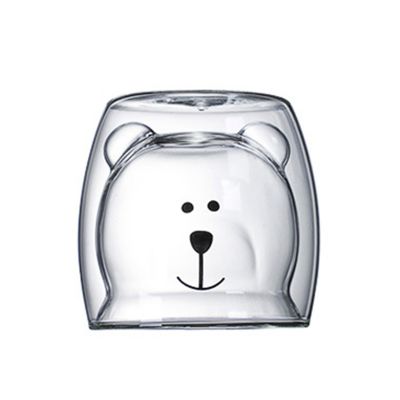 Lovely Glass Mugs Bear Cat Dog Animal Double-layer Tea Milk Coffee Cup With Round Mouth Prevent Scald Cartoon Christmas Gift