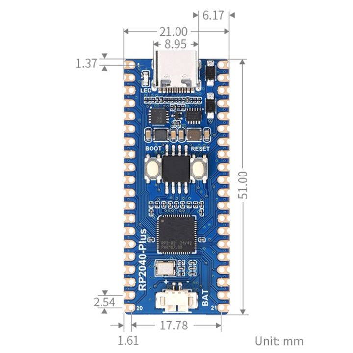 waveshare-rp2040-plus-microcontroller-upgrade-rp2040-dual-core-processor-16mb-on-chip-flash-for-raspberry-pi-pico