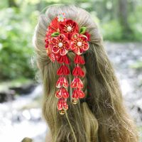 【YF】 Tassel Bell Hair Accessory Japanese-style Hairpin Girl Costume Fans Shape Clip Headdress Barrette Vintage Wedding Decor