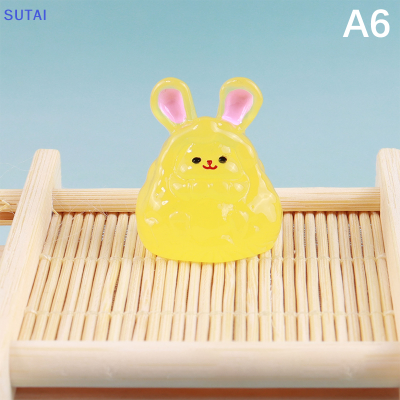 💖【Lowest price】SUTAI ตุ๊กตากระต่ายการ์ตูนเรืองแสงขนาดเล็ก2ชิ้นเครื่องประดับกระต่ายเรซินน่ารักตกแต่งบ้านรถยนต์