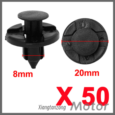 Xiangtanzong WUJI คลิปประเภทตัวยึด Paku Keling Plastik รูขนาด8มม. ชุด50ชิ้นสีดำสำหรับรถยนต์บังโคลนรถยนต์