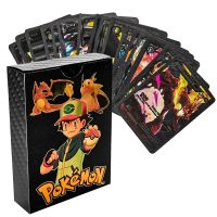 Pikachu Charizard Pikachu บัตรสีสดใสใหม่55ชิ้นคอลเลกชันเกมภาษาอังกฤษสเปนการ์ดต่อสู้ทองของเล่นใบไม้วันเกิดสำหรับเด็กเกมบัตรของขวัญ