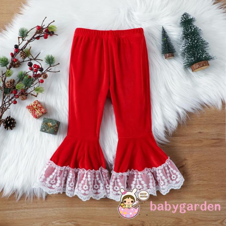babygarden-เสื้อเปิดไหล่-แขนสั้น-และกางเกงขาบาน-สีแดง-แฟชั่นฤดูใบไม้ร่วง-สําหรับเด็กผู้หญิง-อายุ-1-6-ปี-2-ชิ้น