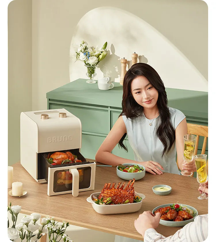 Japanese bruno air fryer household multi-functional oil-free electric fryer  small 2023 new intelligent visualization