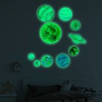 ZZOOI 10pcs Moon Solar System Luminous Sticker Bedroom Ceiling Self Adhesive Glow In Dark Sticker Wall Sticker Waterproof Decals