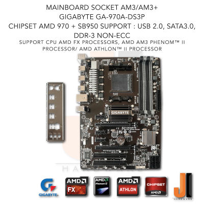 Mainboard Gigabyte GA-970A-DS3P AM3/AM3+ (Support AMD AM3+ FX/ AM3 Phenom™ II, Athlon™ II series) (มือสองสภาพดีมีฝาหลังแถมมาให้)
