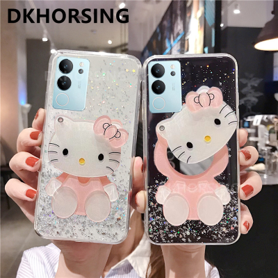 DKHORSING เคสโทรศัพท์กากเพชรแฟชั่นใหม่สำหรับ VIVO V29 5G ซิลิโคนปลอกอ่อน Vivo V29 2023ฝาครอบโปร่งใสกันกระแทก VIVOV29 5G พร้อมกระจกแต่งหน้าสาวน่ารัก