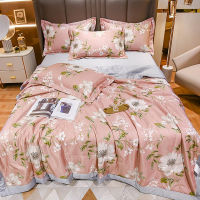 (HOT) ผ้าห่มฤดูร้อน Tencel Summer Quilt Ice Silk Air Conditioning Quilt Wash Four-Piece Summer Single Double Thin Quilt Factory