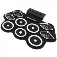 Portable Electronic Roll Up Drum Pad Set 9 Silicon Pads Built-in Speakers with Drumsticks and Sustain Pedal with Record