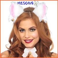 HESONG 2 Pcs ตุ๊กตาผ้าพลัฌ ที่คาดผมหูแมว กับระฆัง หูแมวขนยาว ที่คาดผมคอสเพลย์ เครื่องแต่งหน้าแต่งหน้า น่ารักน่ารักๆ สร้อยคอรูประฆัง คอสตูมปาร์ตี้