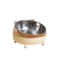 Separable Stainless Steel Pet Feeder Drinking Bowl Creative Cat Feeding Bowl for Small Medium Cat Dog Transparent Double Use