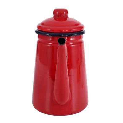 3X 1.1L High-Grade Enamel Coffee Pot pour Over Milk Water Jug Pitcher Barista Teapot Kettle for Gas Stove Red