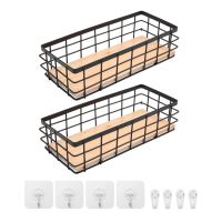 2Pack Metal Storage Basket with Wood Base,Decorative Baskets for Home Storage,Wire Basket for Organizing Small Tableware