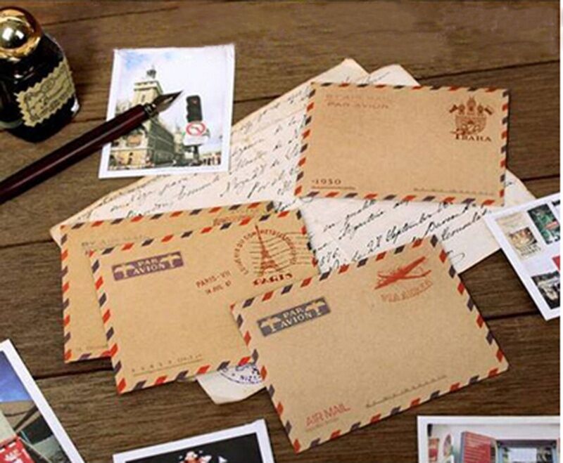 10 Sheet Antique kraft Air Mail Envelope Postcard Letter Stationary Storage OV 10 Sheet Antique kraft Air Mail Envelope Postcard Letter Stationary Storage OV