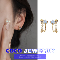 COCOJEWELRY Blue Night Moon เกาหลี Niche ต่างหูหญิงโอปอลขนาดเล็กต่างหูโรแมนติกอารมณ์ High-End ต่างหู