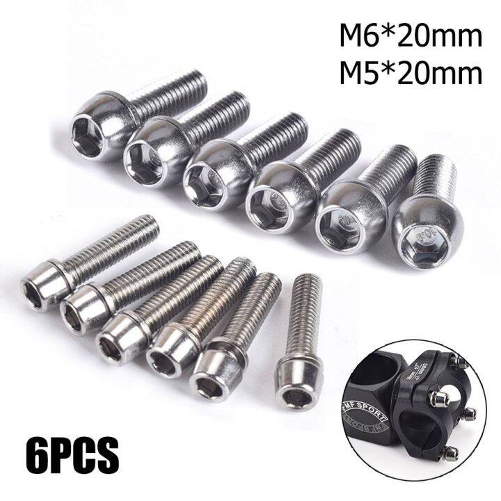 6pcs/pack M5/M6 X 20mm Bolts Bike Stem Screws Road Bike Accessories