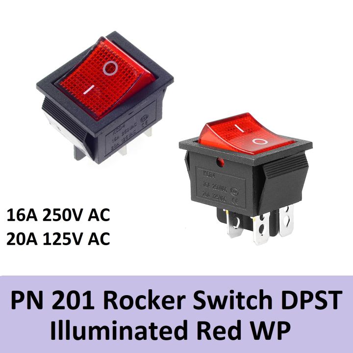 Rocker Switch DPST 4 Pins 2 Position ON Off Boat Toggle Switch Red LED ...