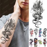 Waterproof Temporary Tattoo Sticker Dragon Sword Snake Flash Tattoos Rose Owl Wolf Body Art Arm Fake Sleeve Tatoo Women Men