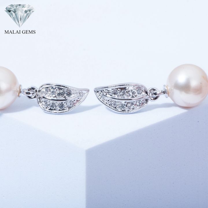 malai-gems-ต่างหูมุก-เงินแท้-silver-925-เพชรสวิส-cz-เคลือบทองคำขาว-รุ่น-11009071แถมกล่อง-ต่างหูเพชร-ต่างหูเงินแท้