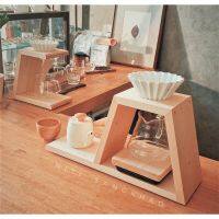 Coffee Podium Stand Real Wood Dripper with hot water accommodation