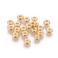 20pcs Brass Spacer Beads, Disc, Real 18K Gold Plated, 4x1mm, Hole: 1.2mm