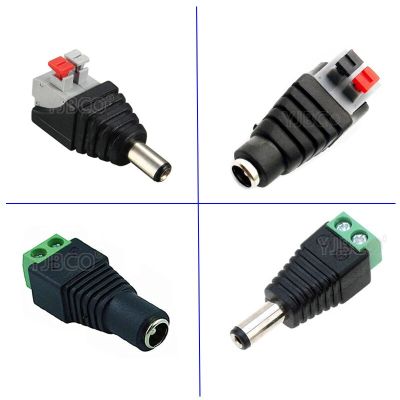 50/100pcs Female Male 5.5mm x 2.1mm DC Power Plug Adapter Connector for CCTV  Cameras/5050 3528 5060 Single Color LED Strip  Wires Leads Adapters