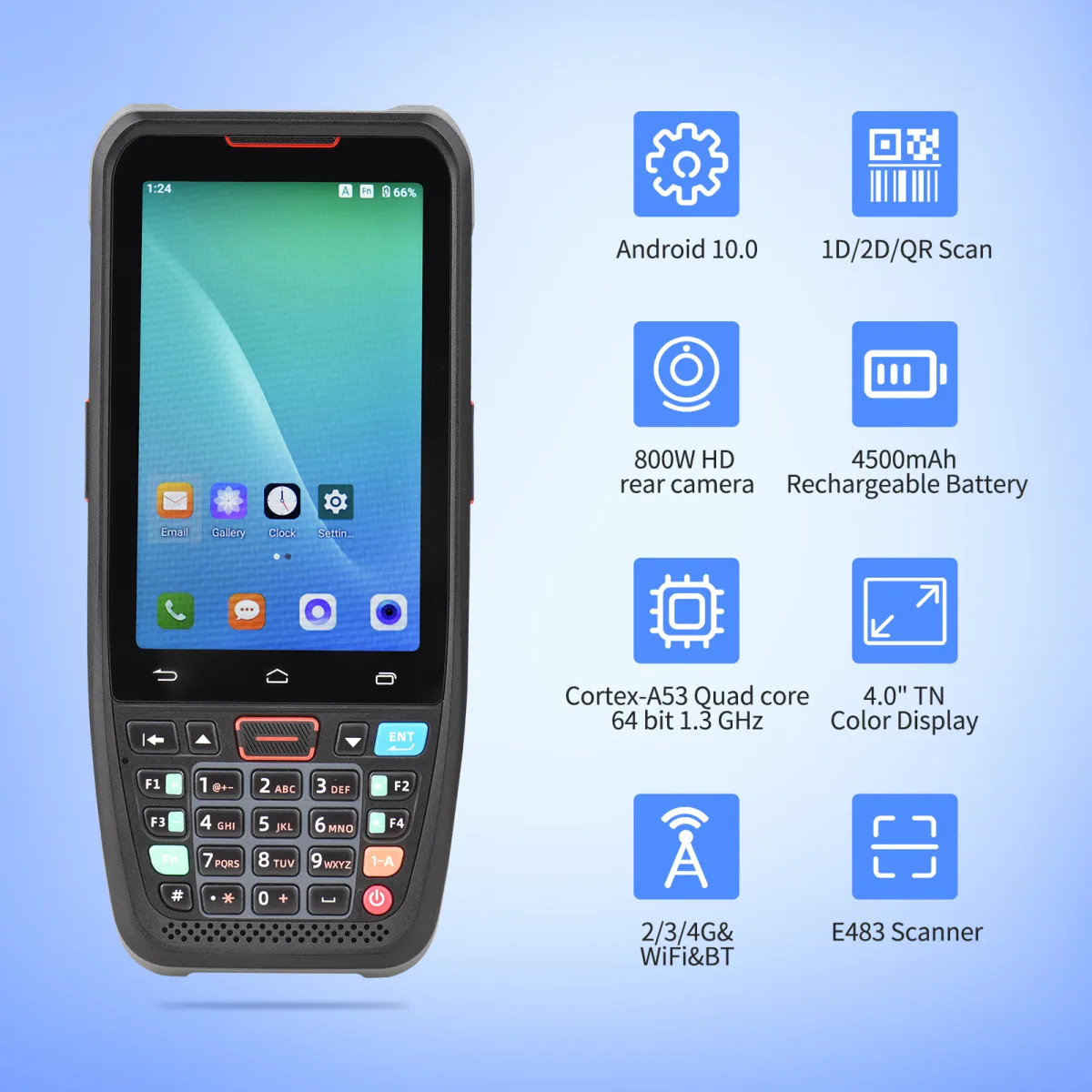 Handheld POS 10.0 PDA Terminal 1D/2D/QR Barcode Scanner Support 2/3/4G BT Communication 4.0 In-ch Touchscreen for Restaurant Warehouse Retail Inventory Logistics | Lazada