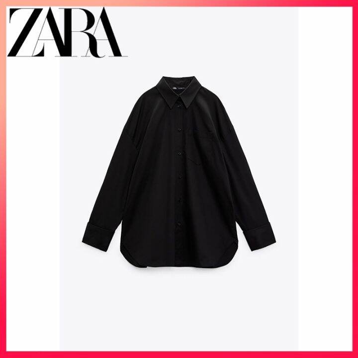 zara-ใหม่-เสื้อเชิ้ต-ทรงหลวม-สีดํา-แฟชั่นฤดูใบไม้ร่วง-สําหรับผู้หญิง-9113