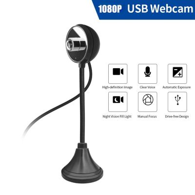 ZZOOI Webcam 1080P Full HD Camera with Built-in Microphone Stand for Live Video Calling for Youtube PC Laptop Video Shooting Camera