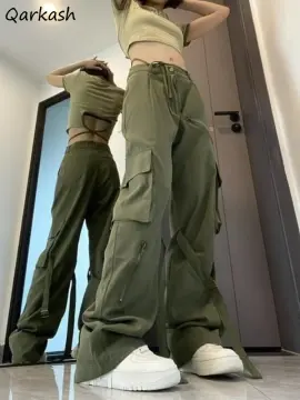 Fashion (army Green)Cargo Casual Pants Women Baggy Teens Trousers