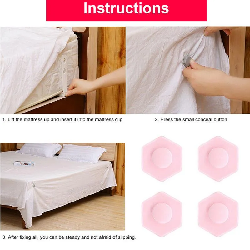 4PCS Bed Sheet Grippers Clip Set Mattress Sheet Non-slip Holder Fastener  Grippers Clips