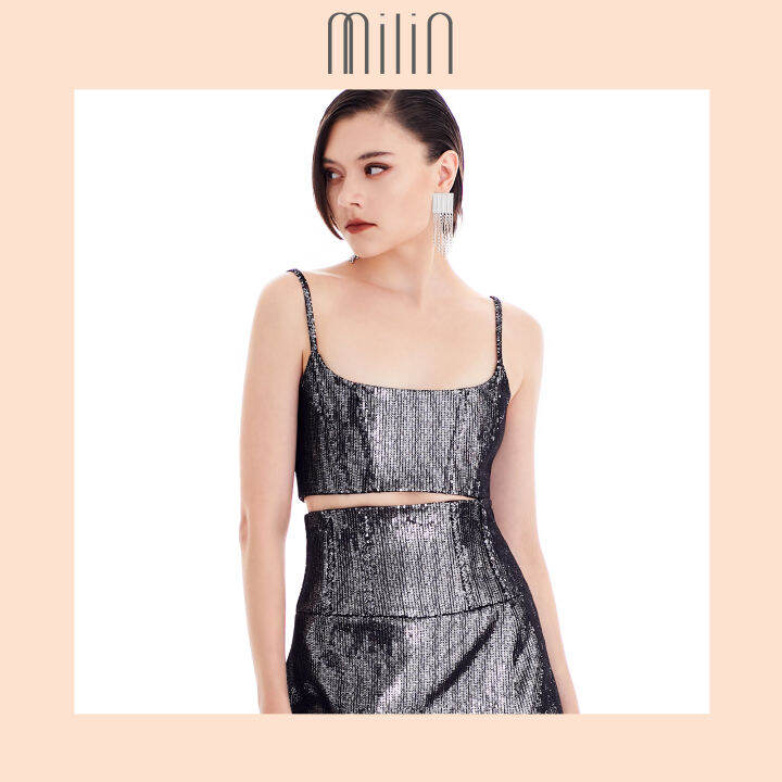 milin-spagetthi-strap-sequin-corset-style-crop-top-เสื้อครอปสายเดี่ยวรัดรูปสไตล์-คอเซ็ต-calima-top
