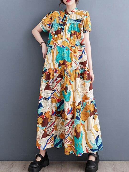 xitao-print-dress-loose-folds-summer-casual-fashion-dress